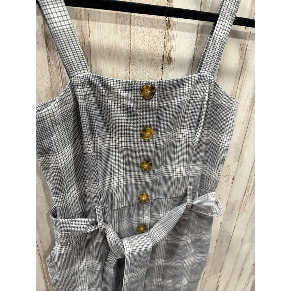 Abercrombie & Fitch Gray Plaid Button-Front Mini Dress Small Academia Preppy - Picture 3 of 9